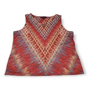 Gloria Vanderbilt Tie Dye Arrow Design Sleeveless Tank Top - Shirt Size XL